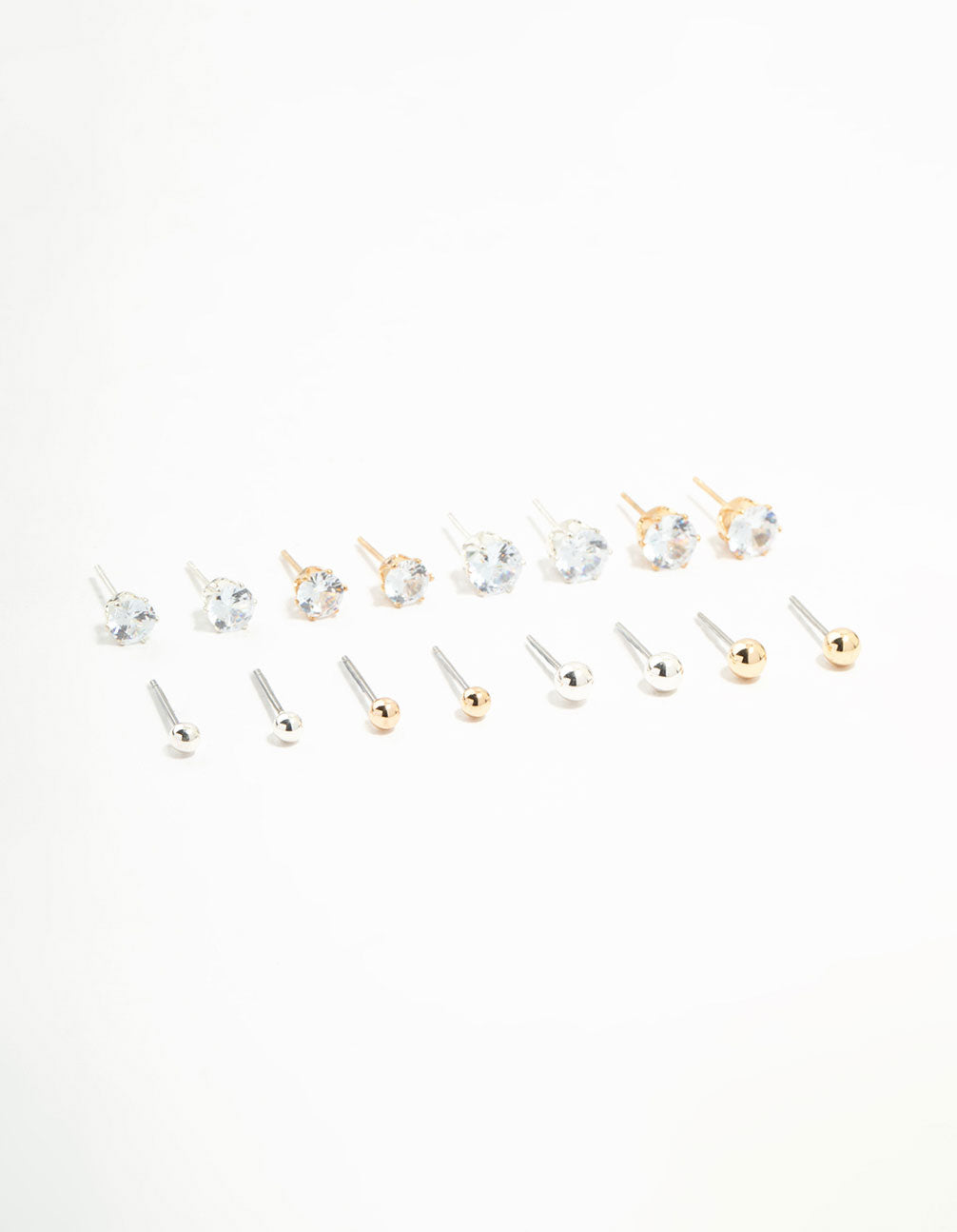 Mixed Metals Classic Stud Earrings 8-Pack