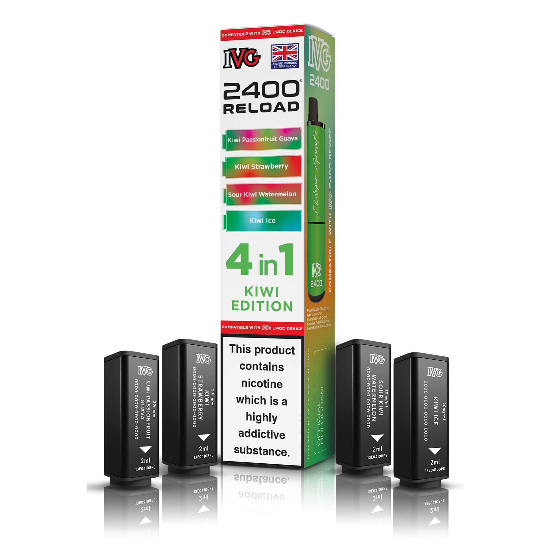 IVG 2400 4 In 1 Kiwi Edition Reload Pods