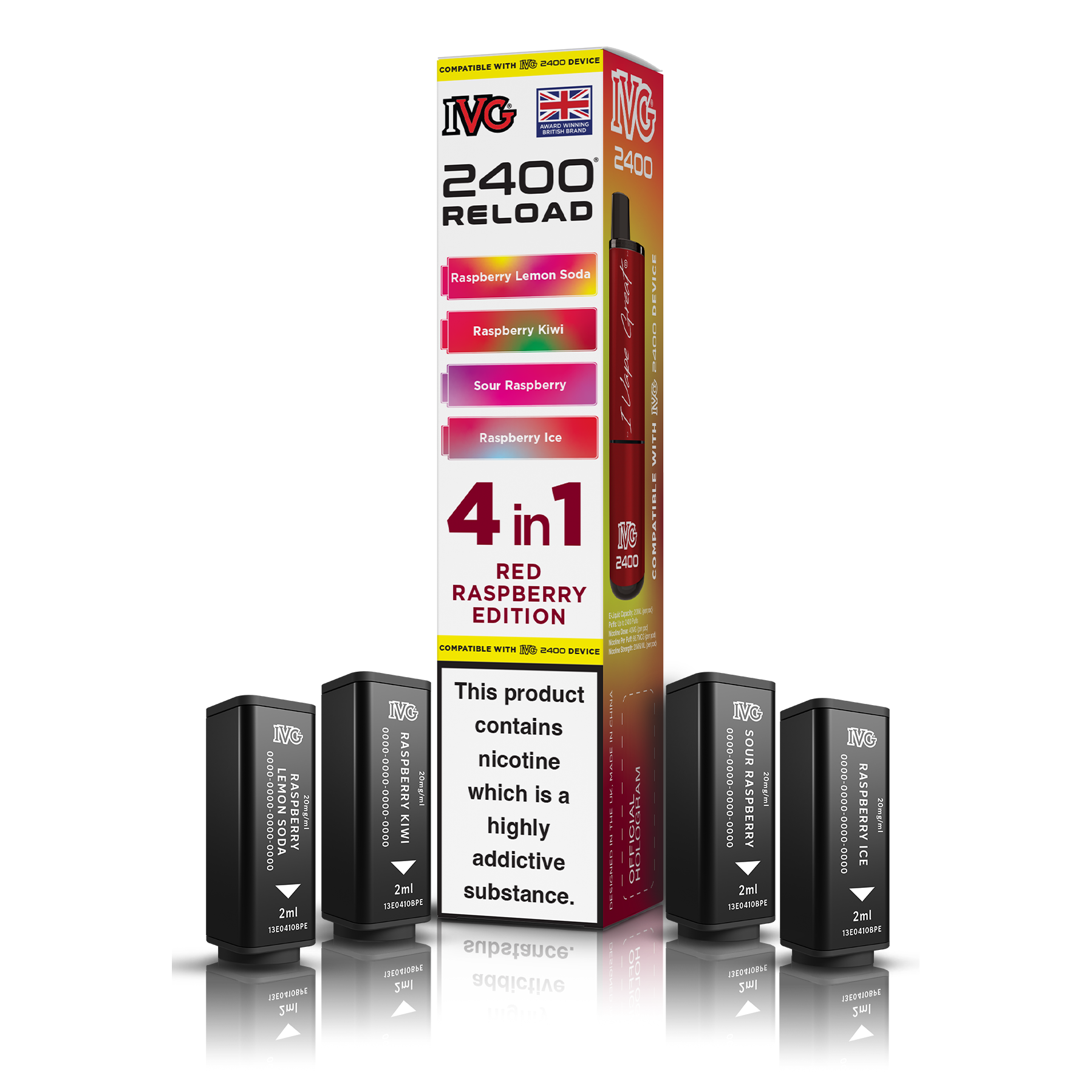 IVG 2400 4 In 1 Red Raspberry Edition Reload Pods