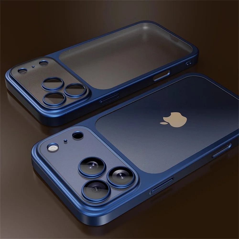 Luxury Original Matte Clear Frosted Phone Case For iPhone 17 Pro Max Full Lens Protector Solid Color Frame Shockproof Back Cover