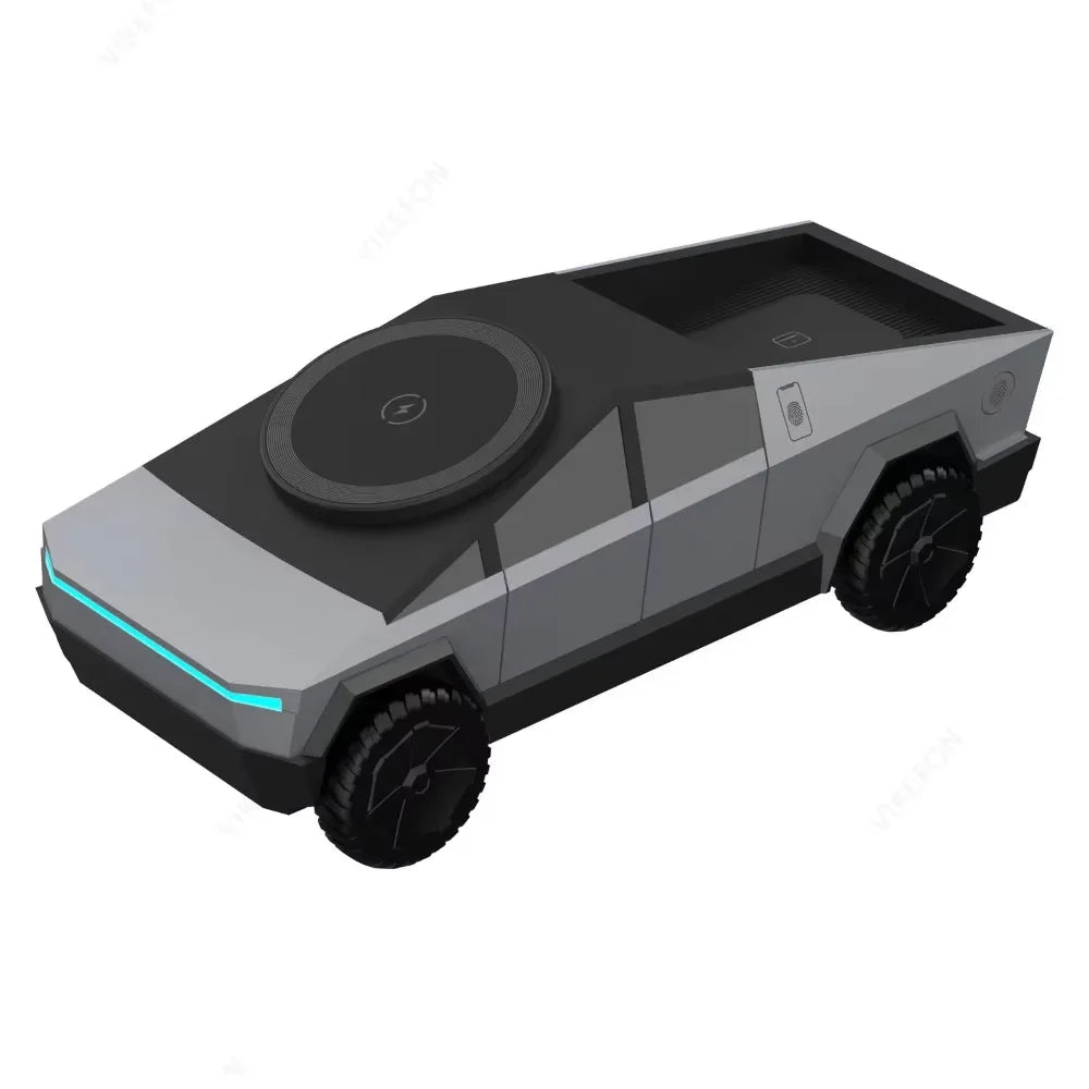 Desktop Cybertruck 3 in 1 Magnetic Fast Wireless Charger Phone Stand For IPhone 17 16 Pro Max Apple & Samsung Watch Airpods Pro