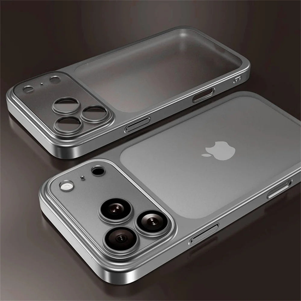 Luxury Original Matte Clear Frosted Phone Case For iPhone 17 Pro Max Full Lens Protector Solid Color Frame Shockproof Back Cover