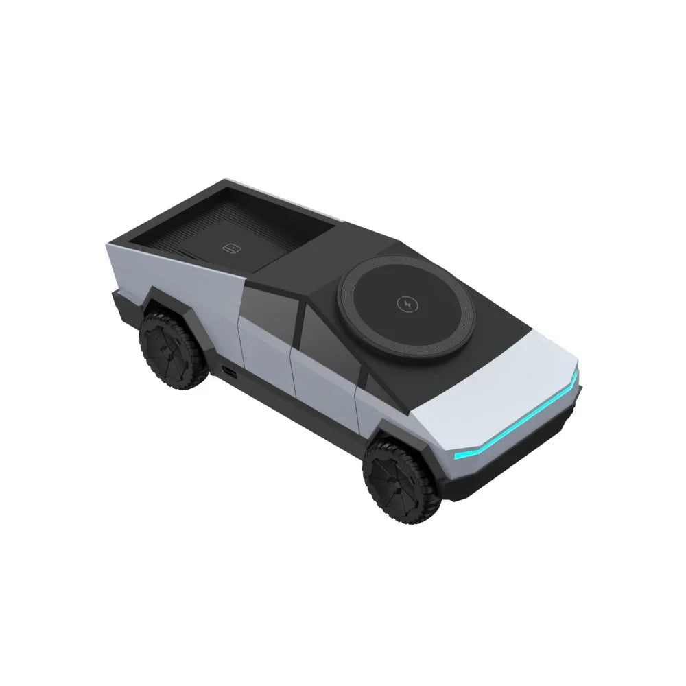 Desktop Cybertruck 3 in 1 Magnetic Fast Wireless Charger Phone Stand For IPhone 17 16 Pro Max Apple & Samsung Watch Airpods Pro