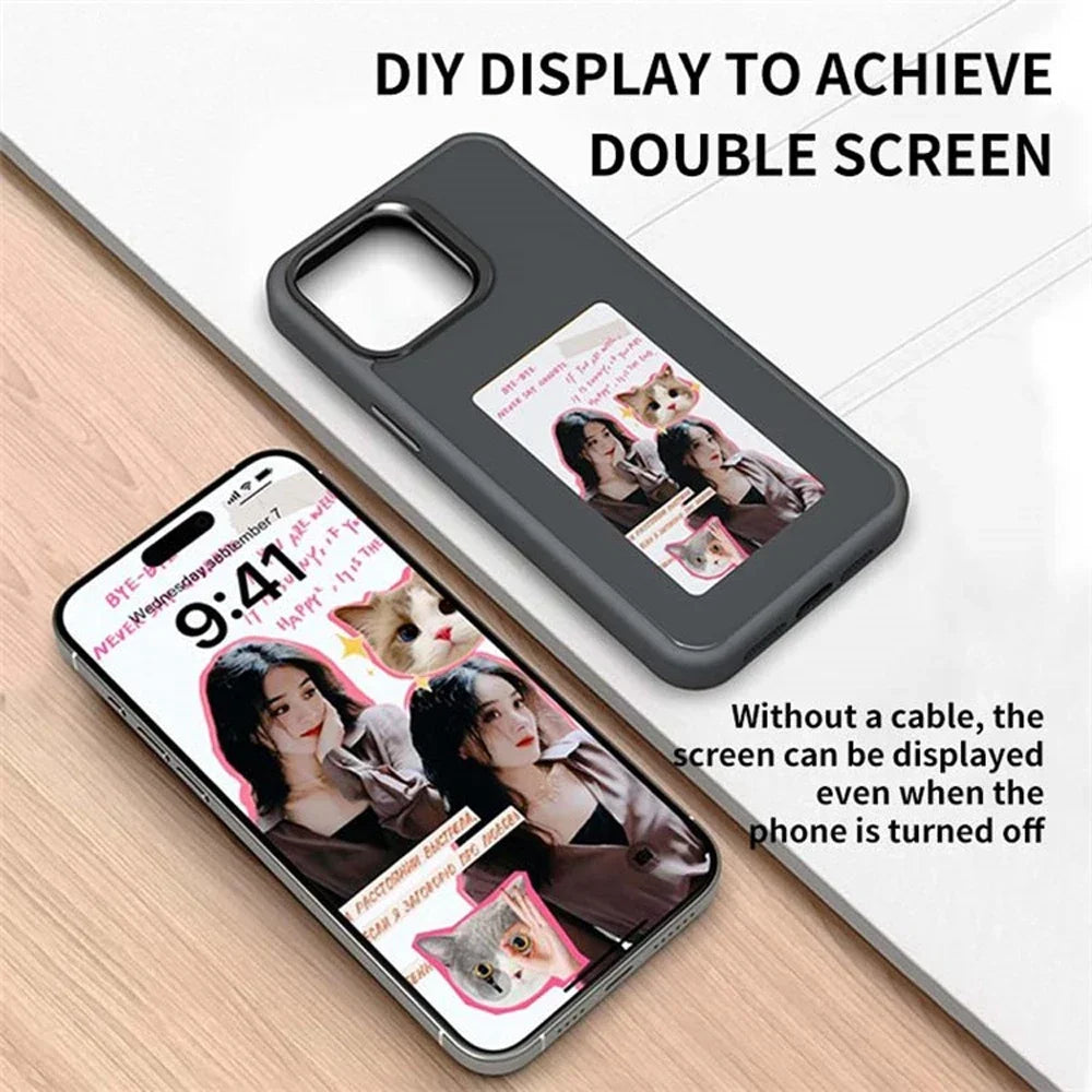 DIY E-Ink Screen NFC Function Phone Case Four Color Display Wireless Transmission 3.7-inch Screen For iphone 11/12/13/14/15/16