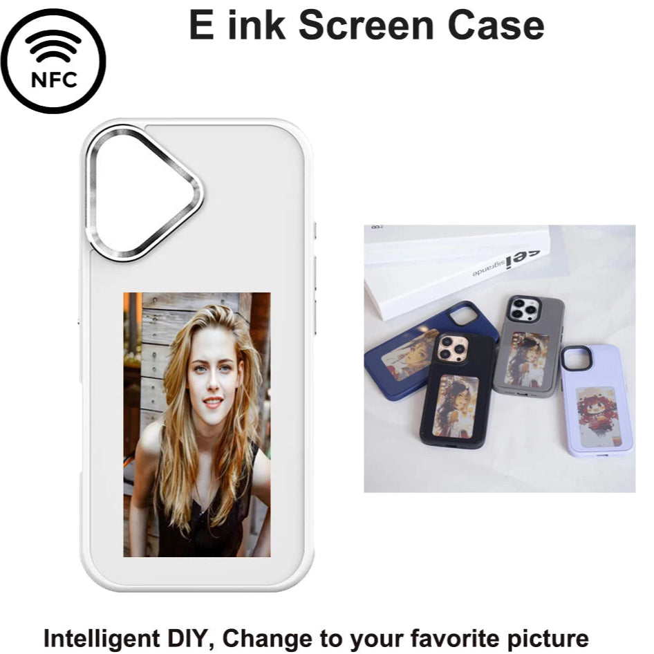 NFC Funda Smart Phone Cover For iphone 17 16 15 14 13 e Pro Max E ink Screen Case NFC Cases with Protector Coque Battery Free