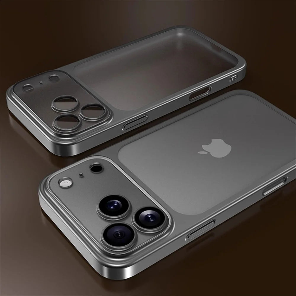 Luxury Original Matte Clear Frosted Phone Case For iPhone 17 Pro Max Full Lens Protector Solid Color Frame Shockproof Back Cover