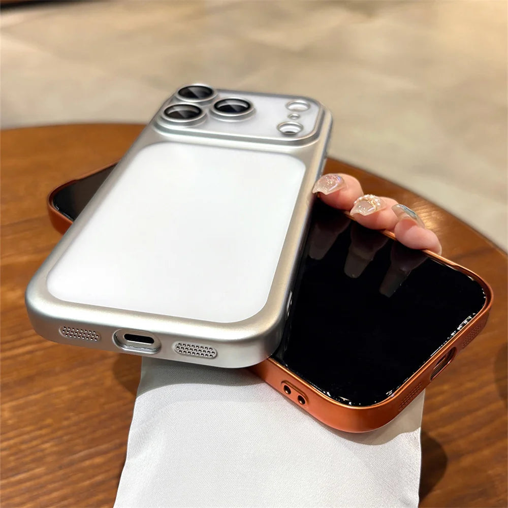 Luxury Original Matte Clear Frosted Phone Case For iPhone 17 Pro Max Full Lens Protector Solid Color Frame Shockproof Back Cover