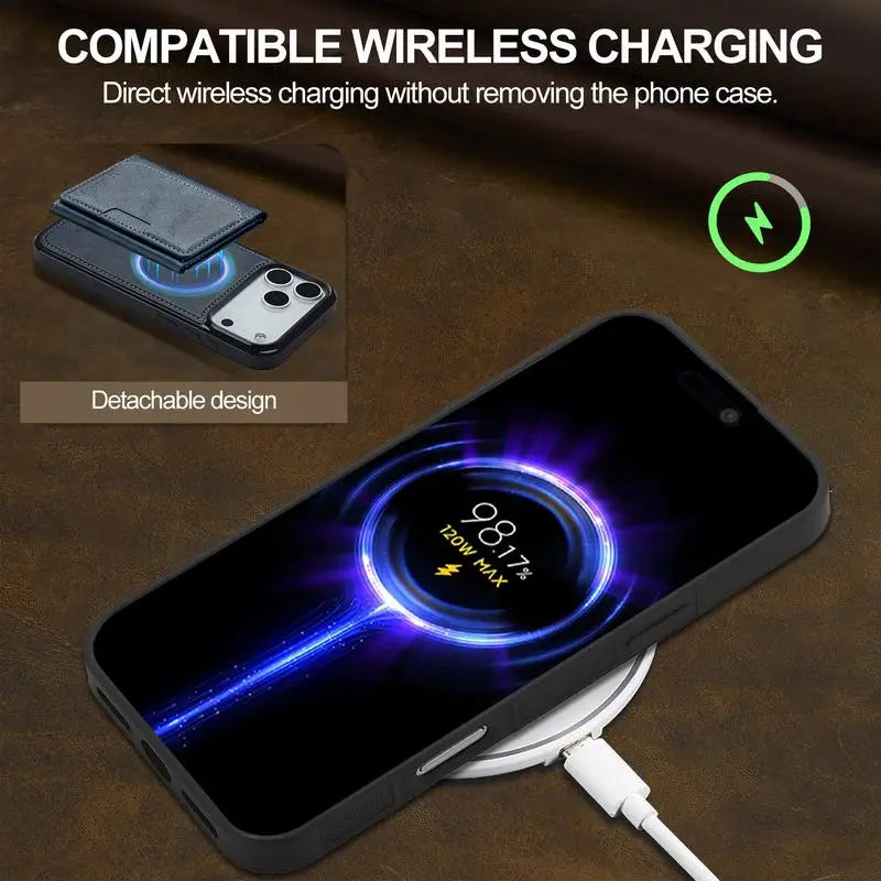 Leather Case For iPhone 16 and 17 pro max Luxury Magnetic Wallet Phone Cover