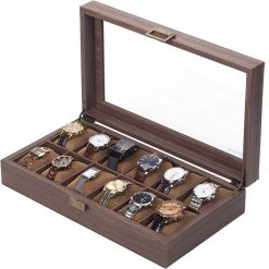 12 Slot Watch Box Organizer Watch Case12 Slots Wooden Watch Box.