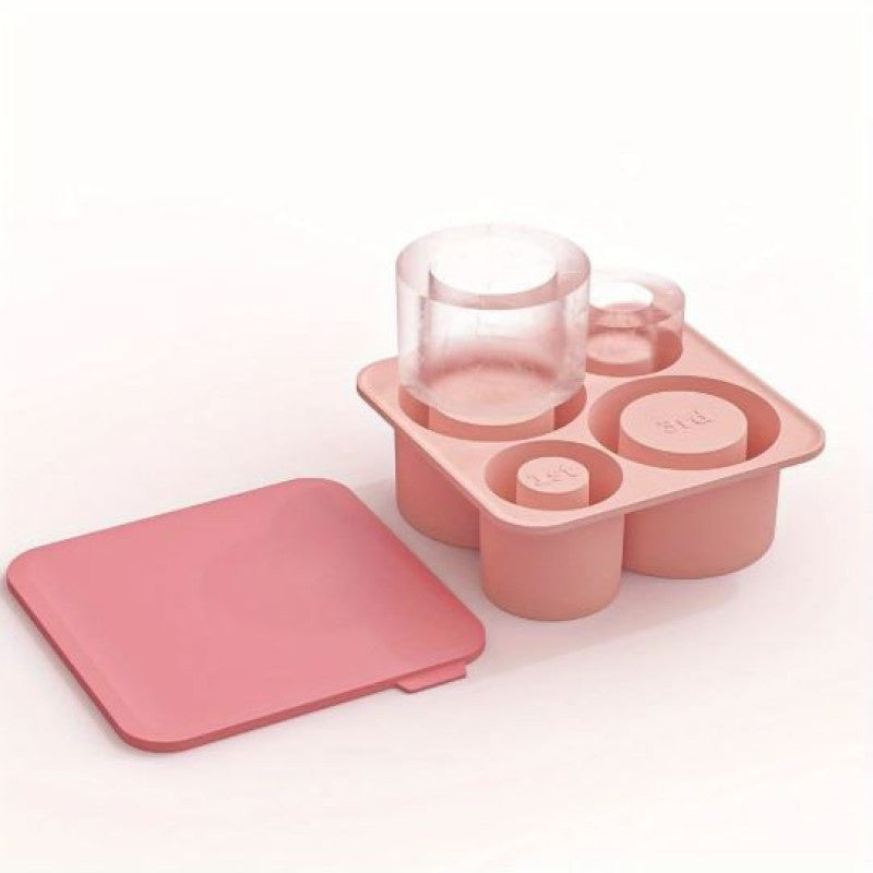 Silicone Ice Cube Tray with Lid, Silicone Ice Cube Tray for 20-30-40 oz Tumbler Cup (Pink)