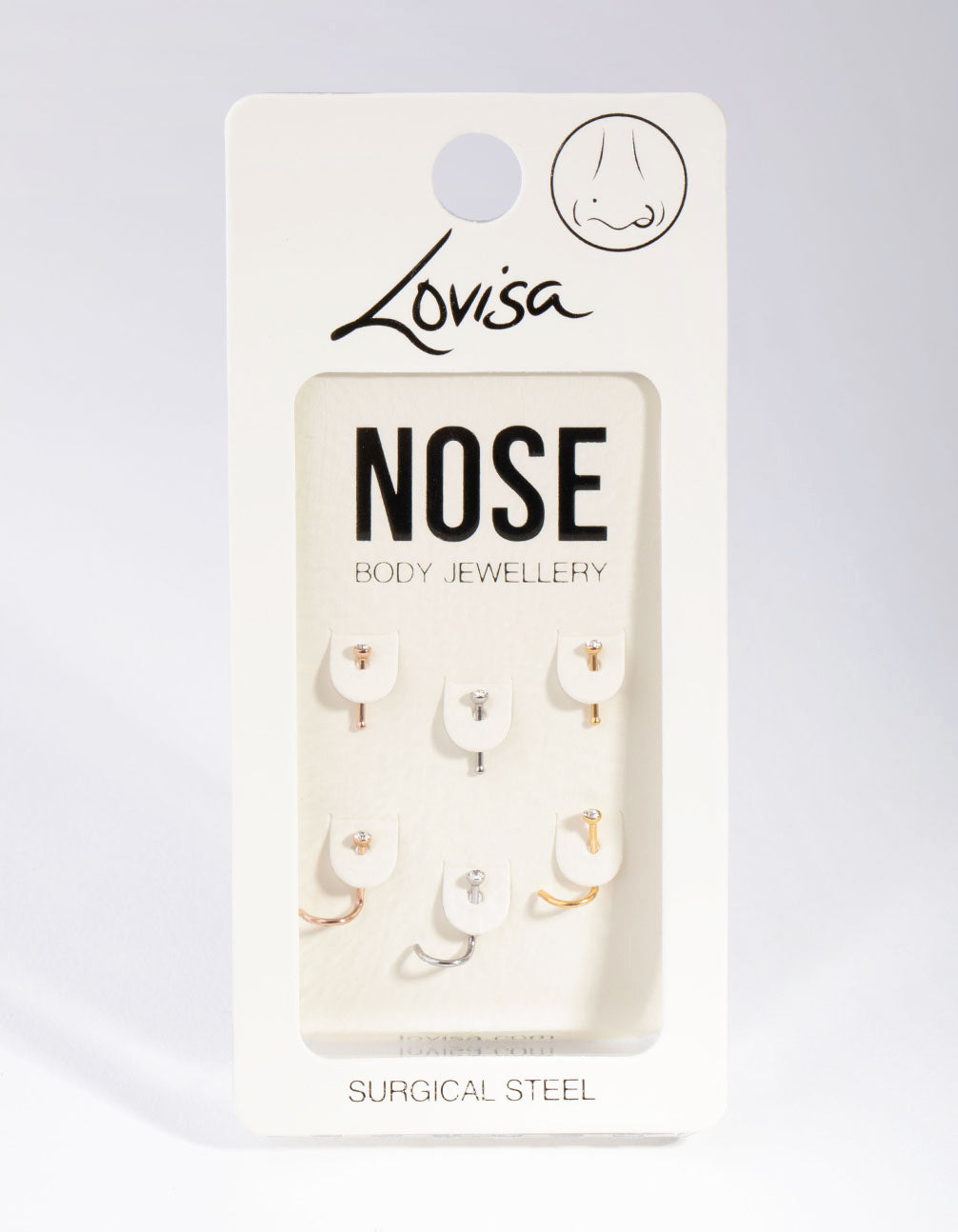 Mixed Metals Diamante Nose Stud 6-Pack