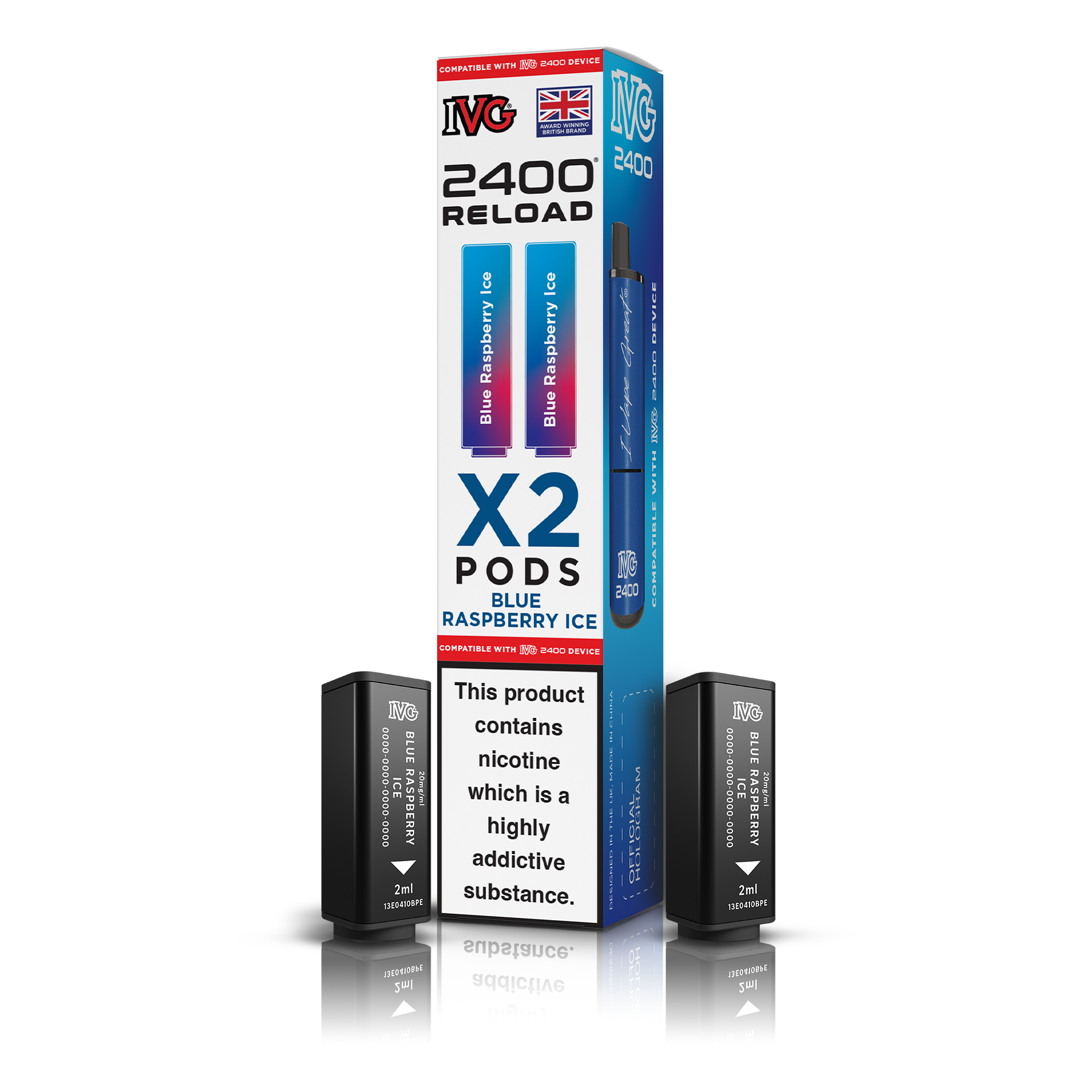 IVG 2400 X2 Blue Raspberry Ice Reload Pods