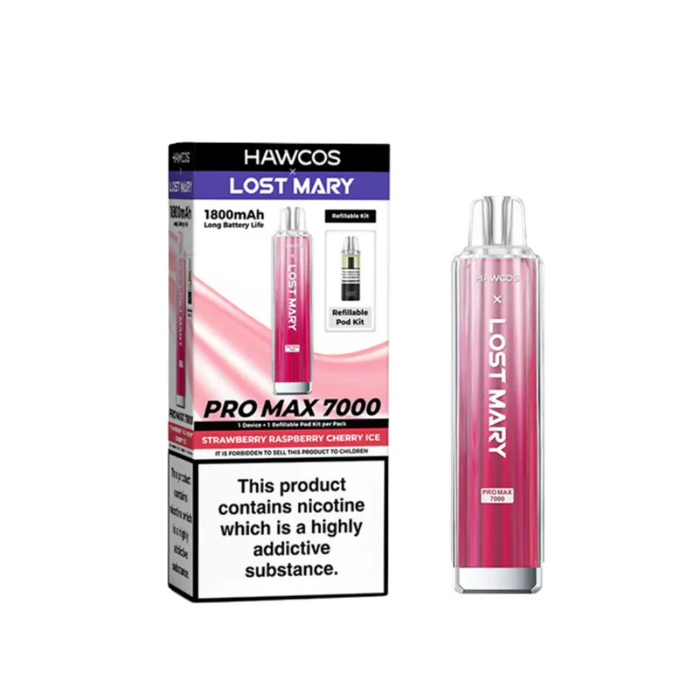 Hawcos x Lost Mary Pro Max 7000 Prefilled Pod Kit Strawberry Raspberry Cherry Ice