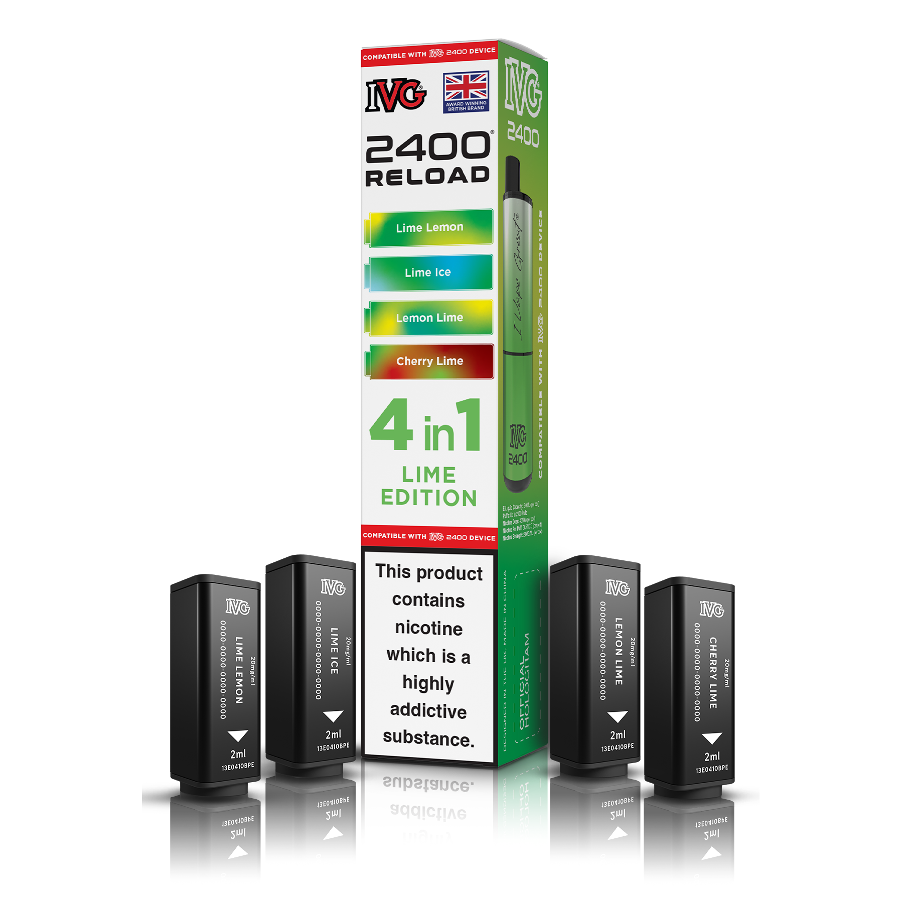 IVG 2400 4 In 1 Lime Edition Reload Pods