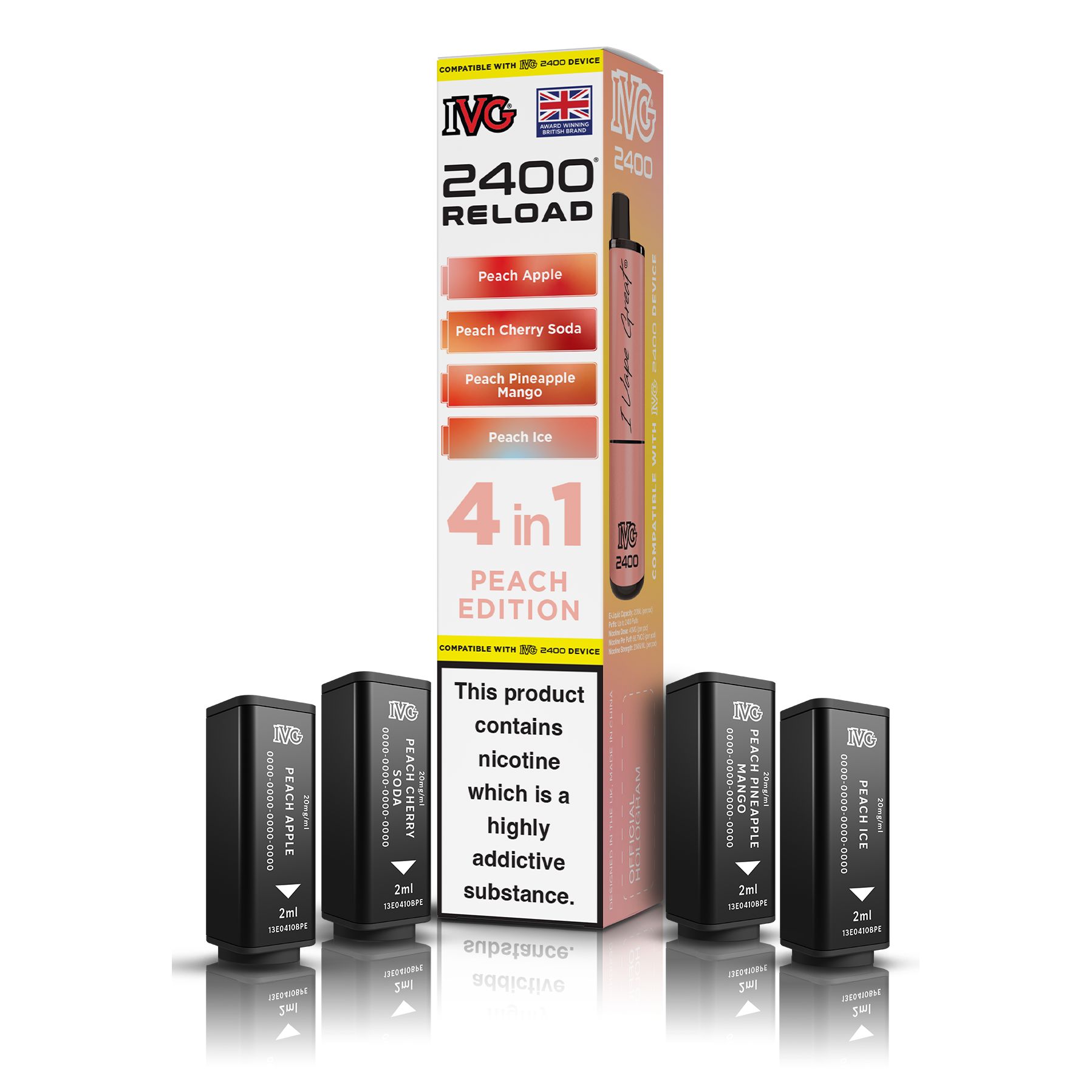 IVG 2400 4 In 1 Peach Edition Reload Pods