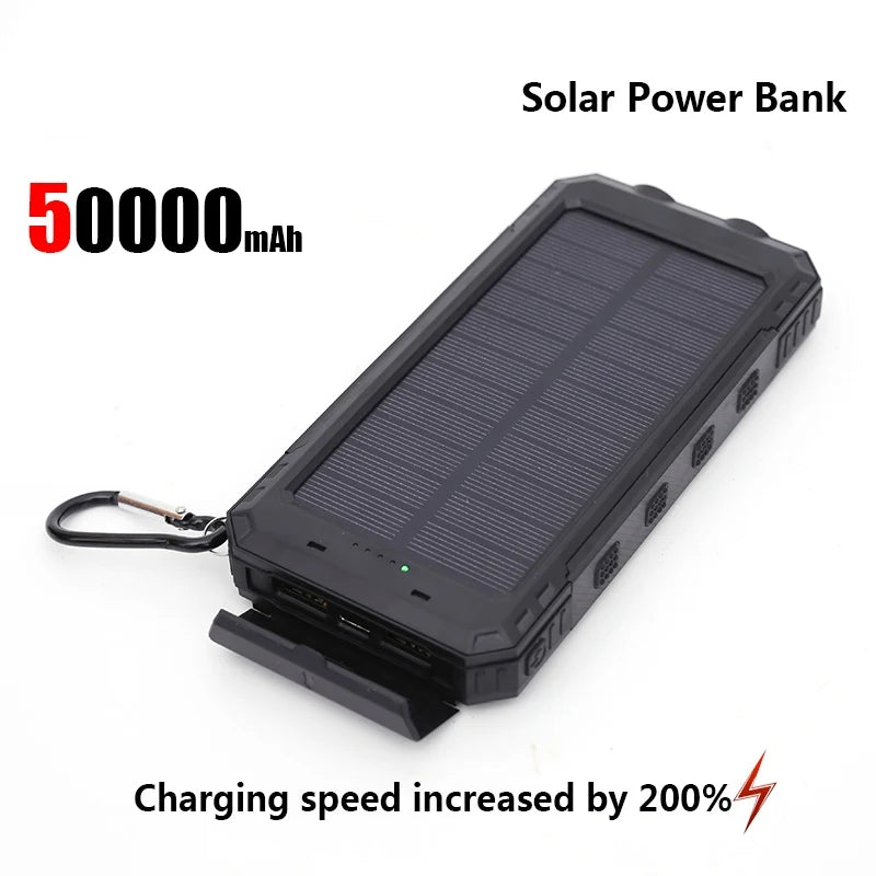 ONEPLUS 50000mAh Solar Power Bank Portable Charging Poverbank External Battery Charger Strong Light LDE Light for iphone Samsung