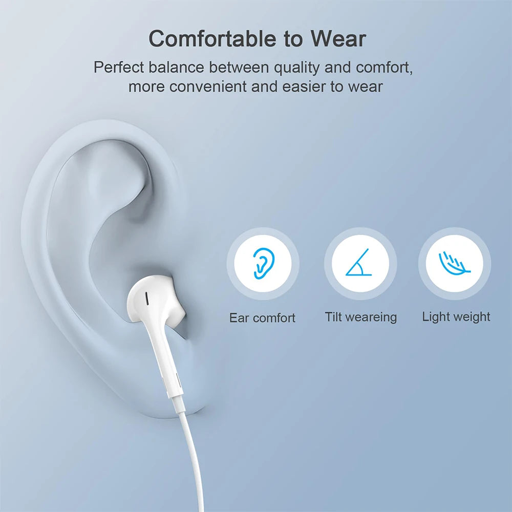 Original Wired Earphones For Apple iPhone 17 16 15 14 13 12 Pro Max Headphones For Samsung For Lightning USB C 3.5mm Earbuds