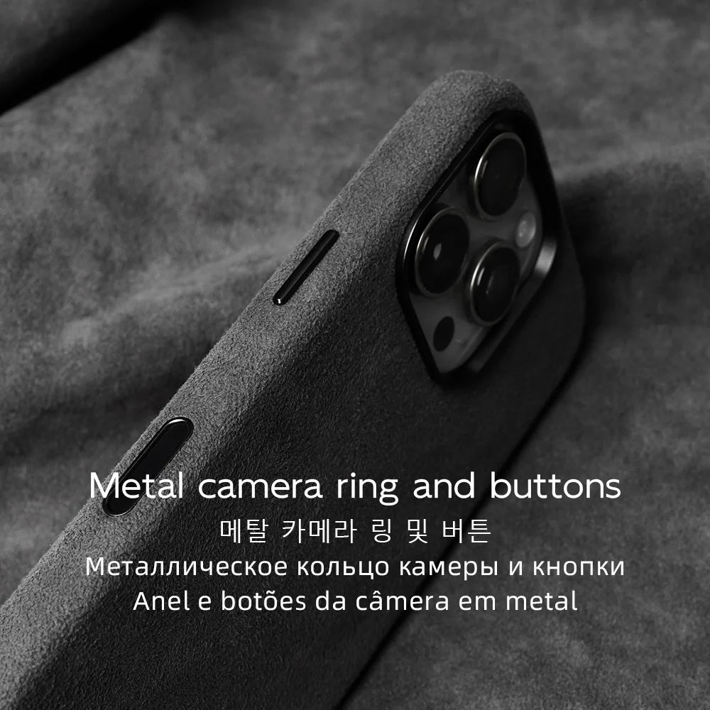 YMW ALCANTARA Case for iPhone 17 16 Pro Max Compatible Magsafe Luxury Business Supercar Interior Same Suede Leather Phone Cover