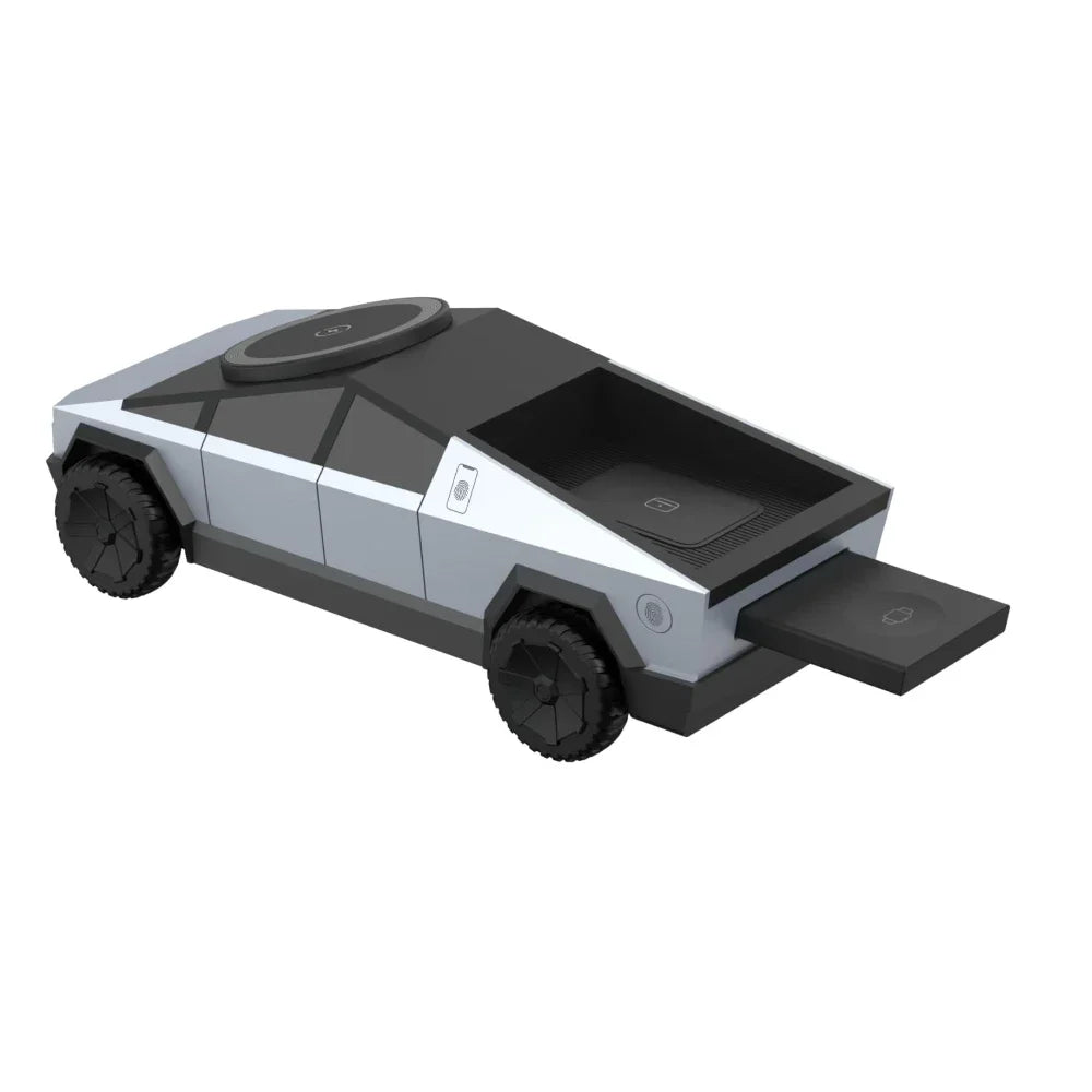 Desktop Cybertruck 3 in 1 Magnetic Fast Wireless Charger Phone Stand For IPhone 17 16 Pro Max Apple & Samsung Watch Airpods Pro