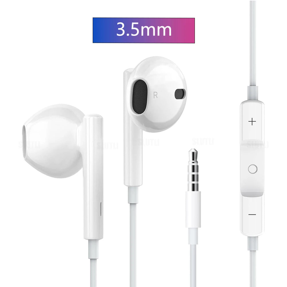 Original Wired Earphones For Apple iPhone 17 16 15 14 13 12 Pro Max Headphones For Samsung For Lightning USB C 3.5mm Earbuds