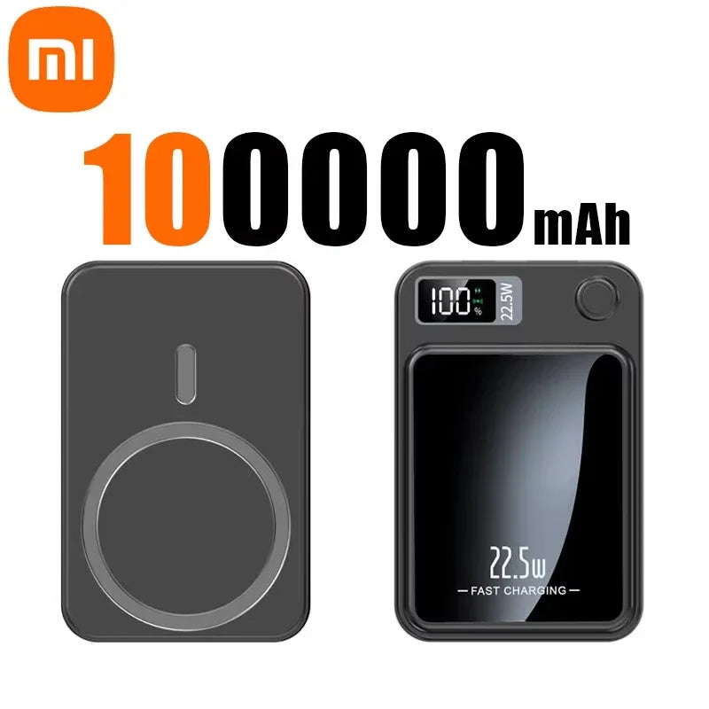 Xiaomi 100000mAh Power Bank Magnetic Wireless 22.5W Ultra Capacity Super Fast Charging Power Bank For Iphone16 Samsung Xiaomi