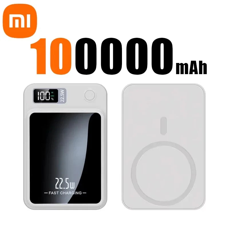 Xiaomi 100000mAh Power Bank Magnetic Wireless 22.5W Ultra Capacity Super Fast Charging Power Bank For Iphone16 Samsung Xiaomi