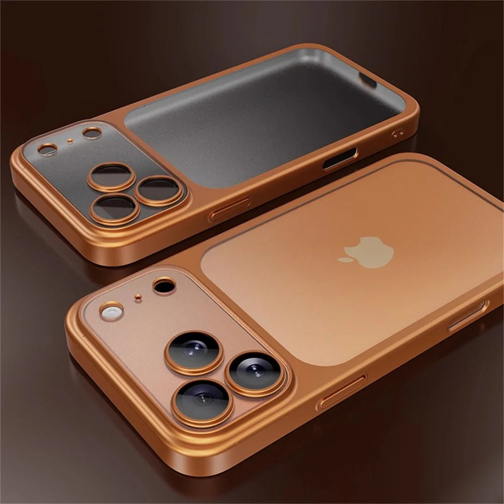 Luxury Original Matte Clear Frosted Phone Case For iPhone 17 Pro Max Full Lens Protector Solid Color Frame Shockproof Back Cover