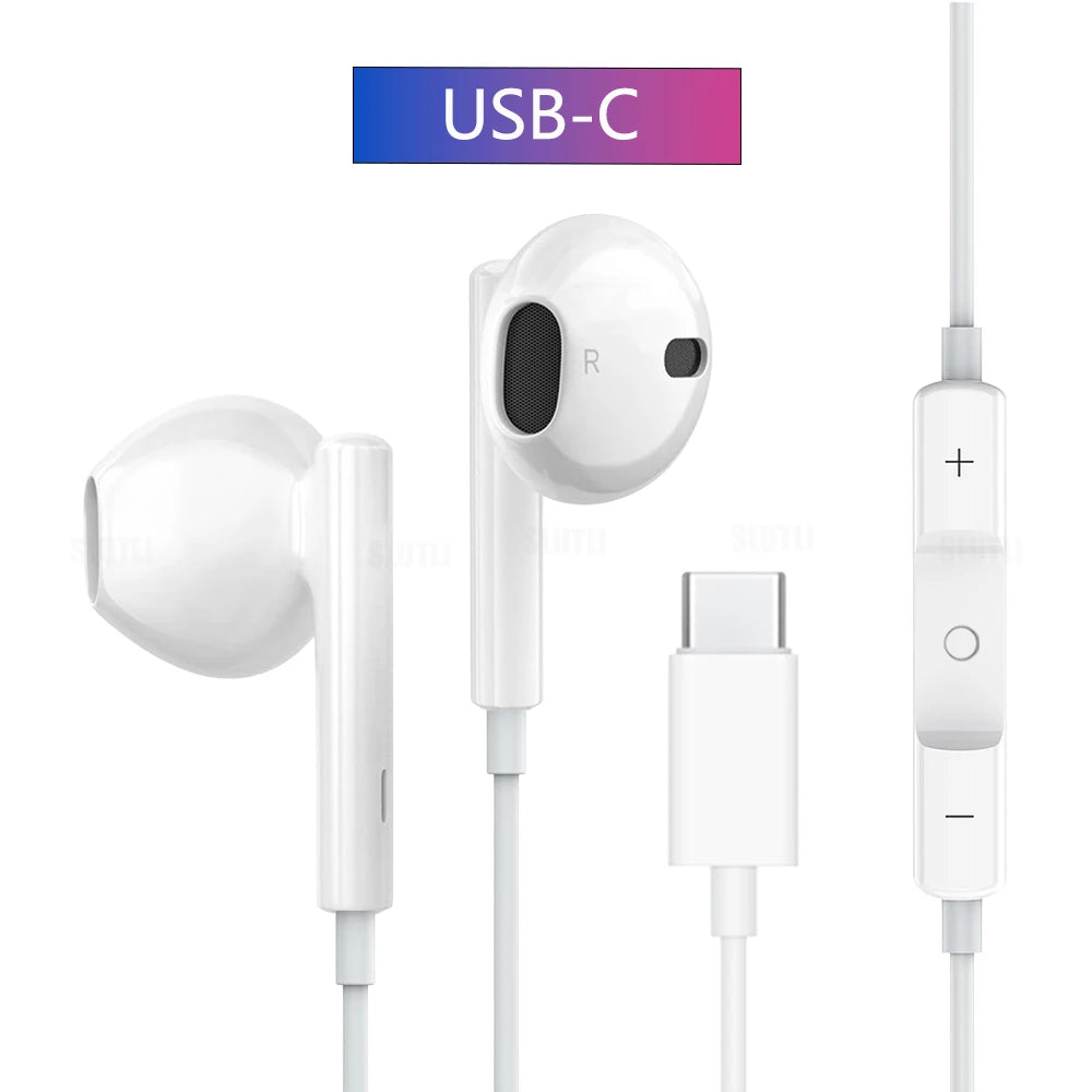Original Wired Earphones For Apple iPhone 17 16 15 14 13 12 Pro Max Headphones For Samsung For Lightning USB C 3.5mm Earbuds