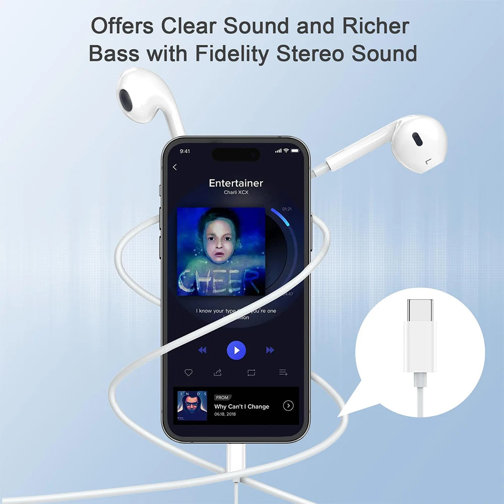 Original Wired Earphones For Apple iPhone 17 16 15 14 13 12 Pro Max Headphones For Samsung For Lightning USB C 3.5mm Earbuds