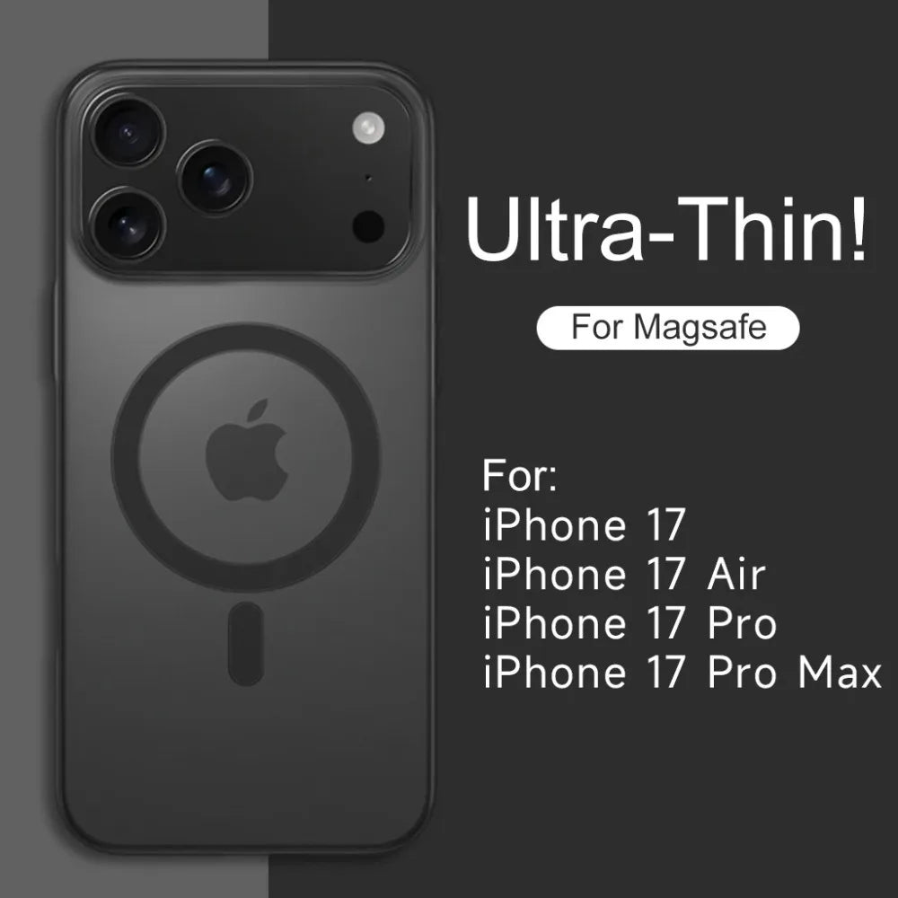 Luxury Ultra Thin Magnetic Translucent Matte Case For iPhone 17 16 15 14 13 12 Pro Max Plus 17 Air For Magsafe Clear Back Cover