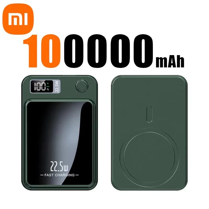 Xiaomi 100000mAh Power Bank Magnetic Wireless 22.5W Ultra Capacity Super Fast Charging Power Bank For Iphone16 Samsung Xiaomi