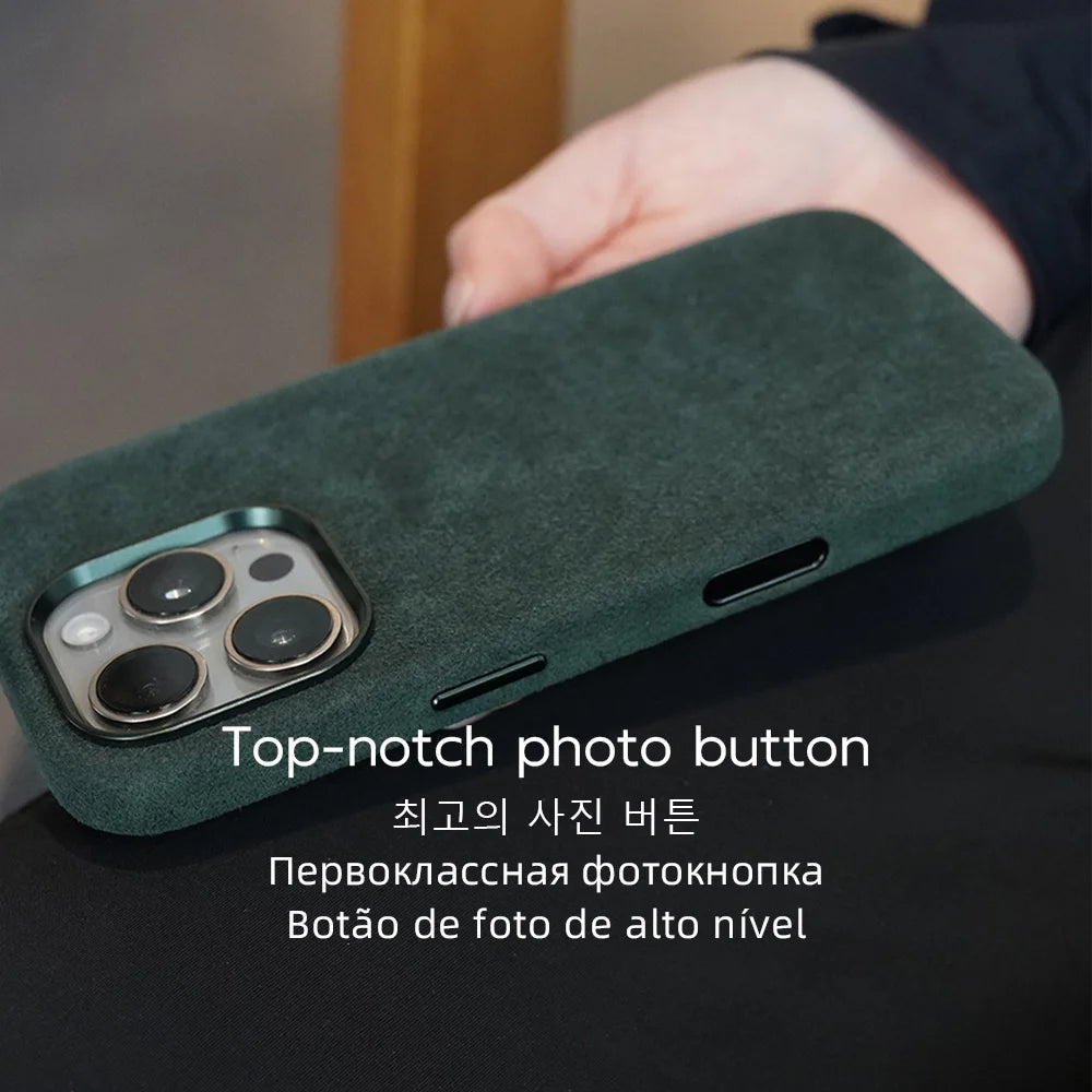YMW ALCANTARA Case for iPhone 17 16 Pro Max Compatible Magsafe Luxury Business Supercar Interior Same Suede Leather Phone Cover
