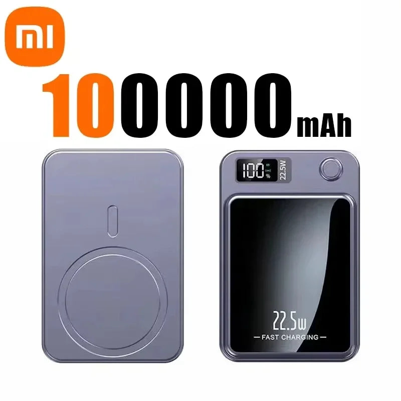 Xiaomi 100000mAh Power Bank Magnetic Wireless 22.5W Ultra Capacity Super Fast Charging Power Bank For Iphone16 Samsung Xiaomi