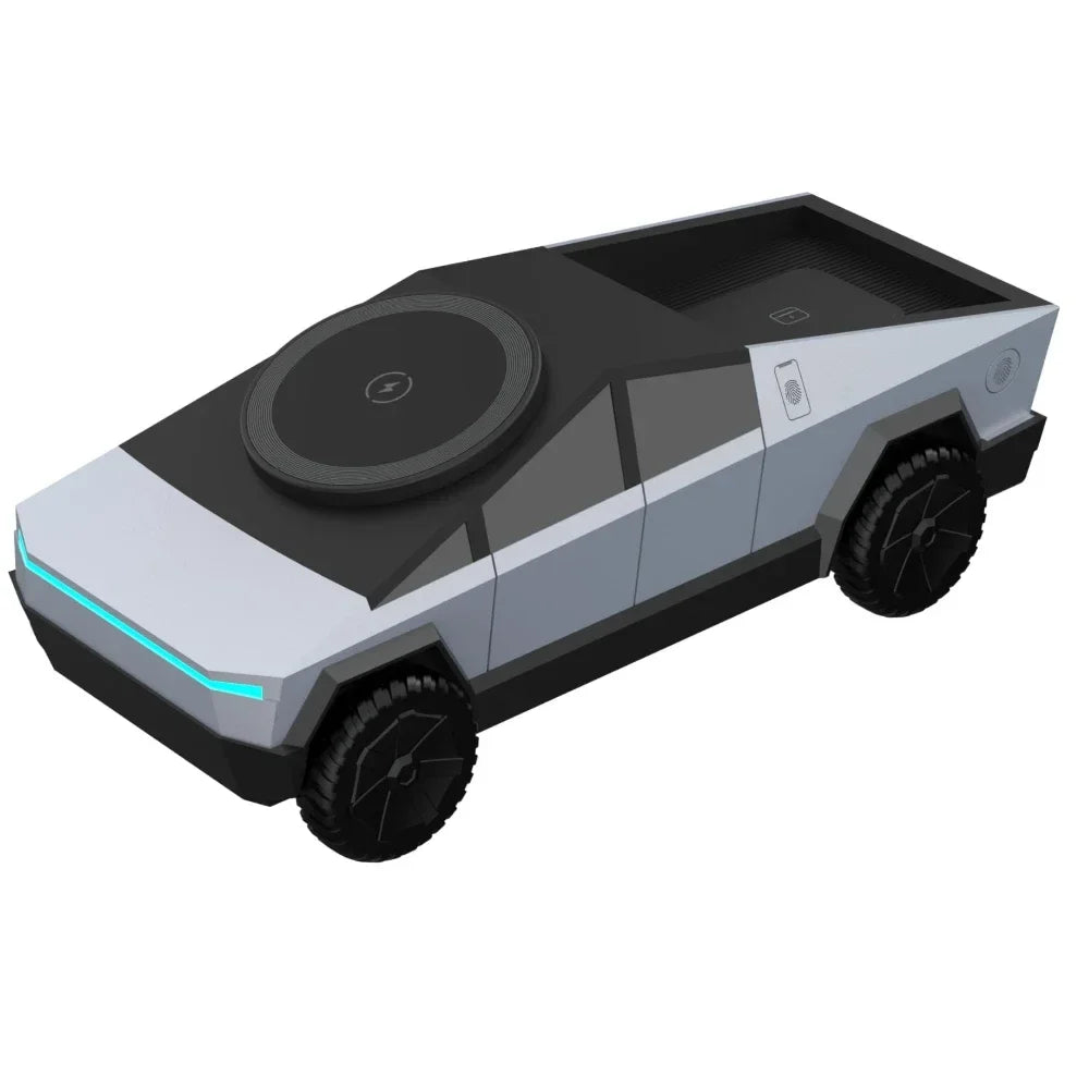 Desktop Cybertruck 3 in 1 Magnetic Fast Wireless Charger Phone Stand For IPhone 17 16 Pro Max Apple & Samsung Watch Airpods Pro