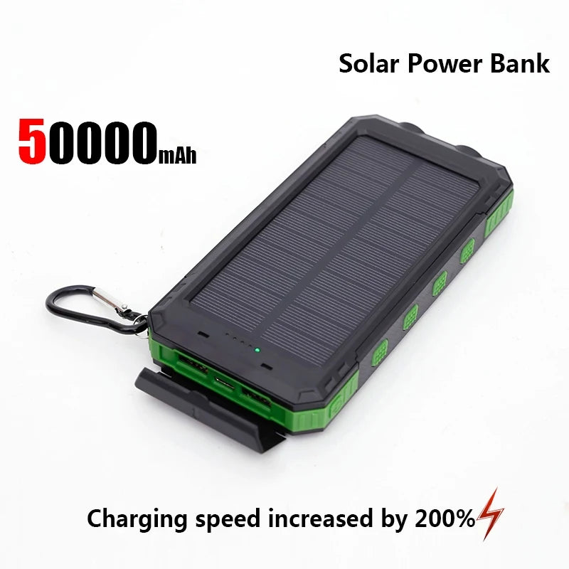 ONEPLUS 50000mAh Solar Power Bank Portable Charging Poverbank External Battery Charger Strong Light LDE Light for iphone Samsung
