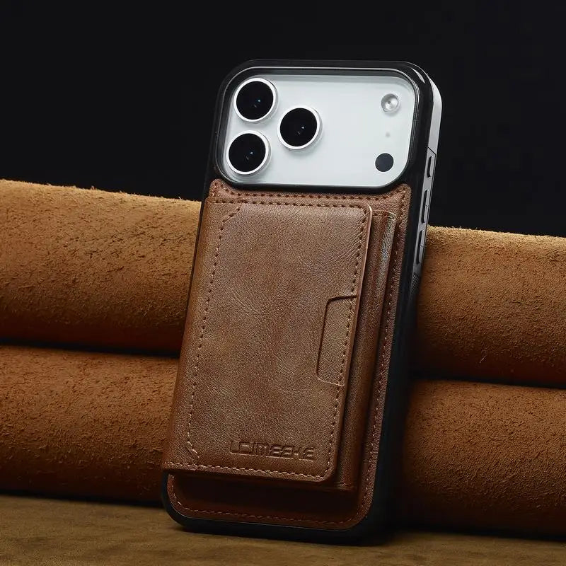 Leather Case For iPhone 16 and 17 pro max Luxury Magnetic Wallet Phone Cover