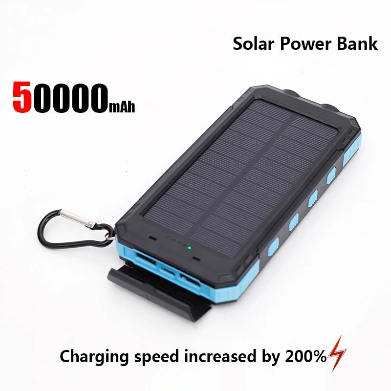 ONEPLUS 50000mAh Solar Power Bank Portable Charging Poverbank External Battery Charger Strong Light LDE Light for iphone Samsung