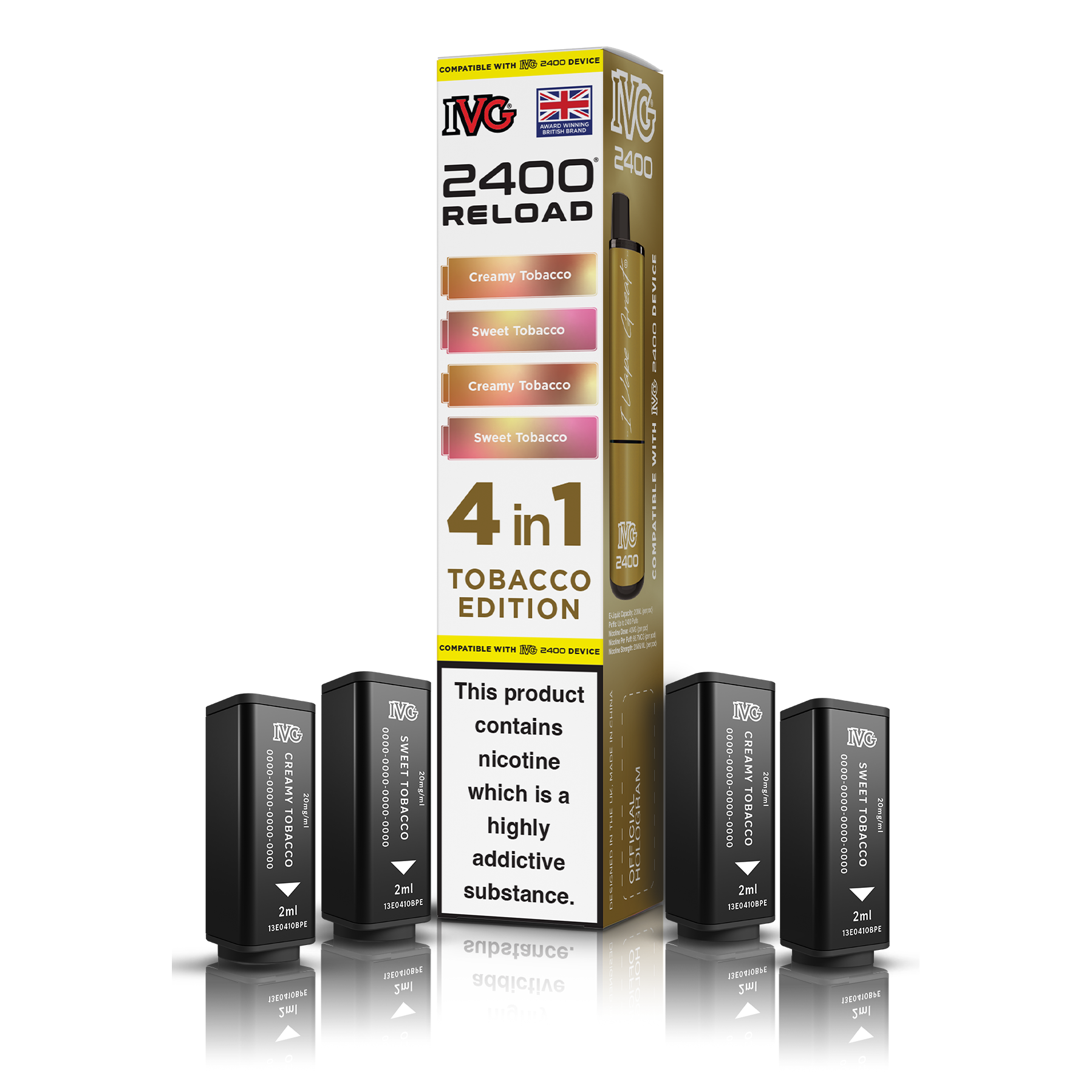 IVG 2400 4 In 1 Tobacco Edition Reload Pods